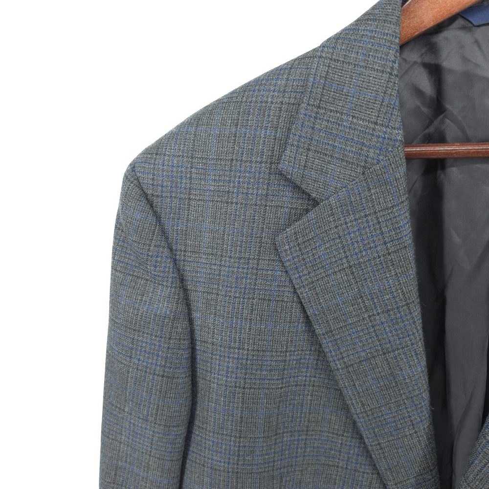 Brooks Brothers Men Sport Coat 100% Wool Grey Blue Glen Plaid 42R Madison Blazer - Picture 5 of 16